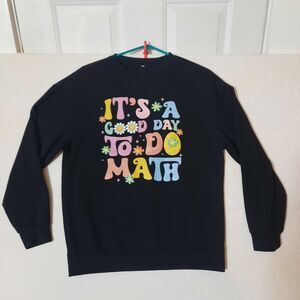 Retro It's A Good Day To Do Math Graphic Sweatshirt, Groovy Floral, Women's Med